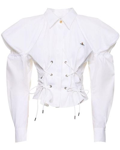 Vivienne Westwood Gexy Fitted Cotton Lace-up Shirt - White