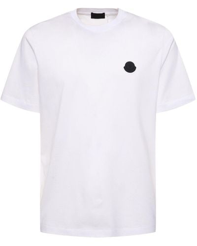Moncler T-shirt in cotone con logo - Bianco