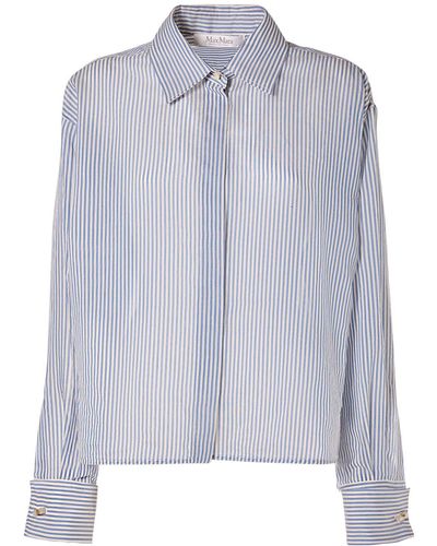 Max Mara Vertigo Striped Cotton & Silk Shirt - Blue