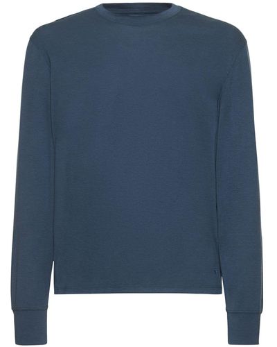 Tom Ford T-shirt manches longues en lyocell et coton - Bleu