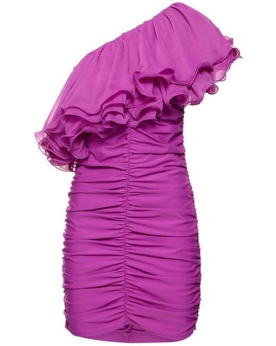 ROTATE BIRGER CHRISTENSEN Asymmetric Chiffon Mini Dress - Purple