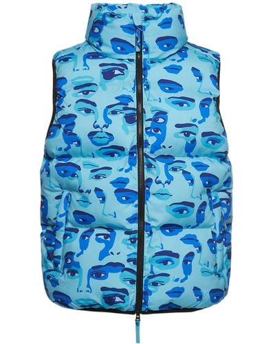 Kidsuper Face Camo Blue Puffer Vest