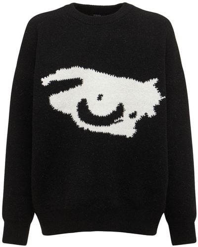Jaded London Blurred Eye オーバーサイズセーター - ブラック