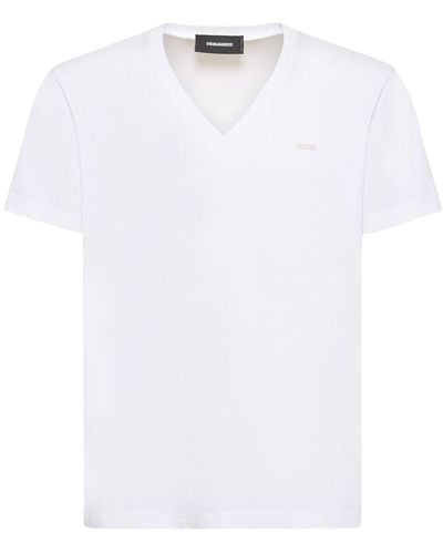 DSquared² T-shirts Aus Baumwolljersey Mit Logo - Weiß