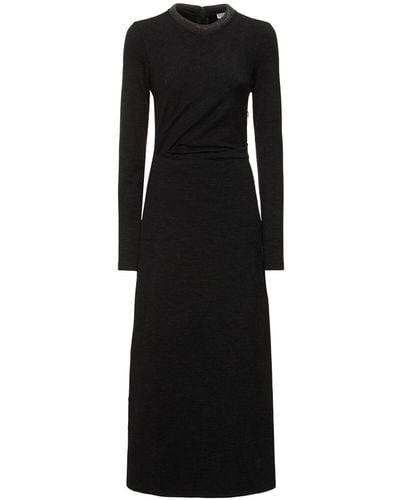 Brunello Cucinelli Wool Blend Midi Dress - Black