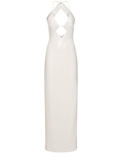 Galvan London Kite Sequined Cutout Long Dress - White