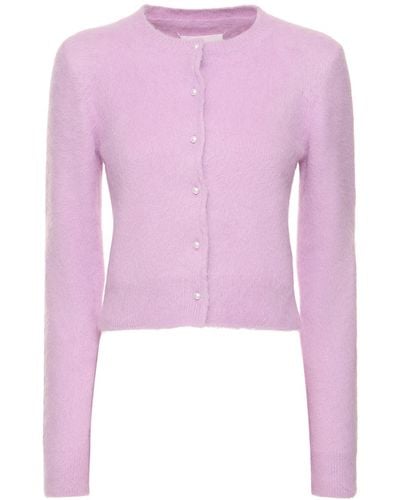 Maison Margiela Angora Blend Knit Crop Cardigan - Pink
