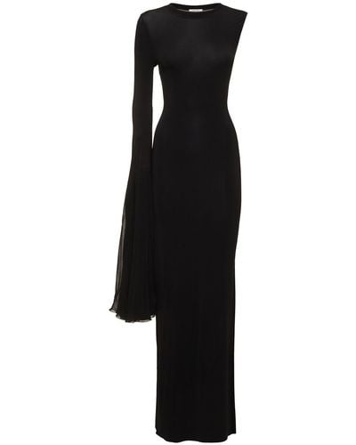 Nensi Dojaka Asymmetrical Gown W/oversize Sleeve - Black