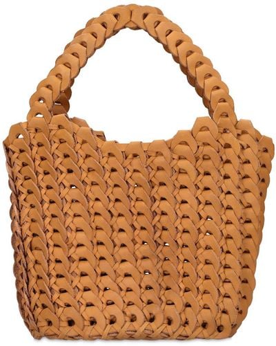 Bembien Capri Handwoven Leather Top Handle Bag - Brown