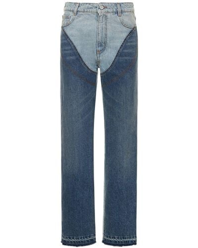 Stella McCartney Jeans larghi in di cotone bicolor - Blu