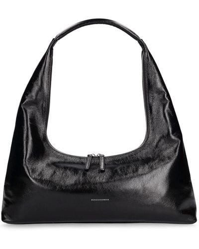 Marge Sherwood Large Hobo Plain Leather Shoulder Bag - Black