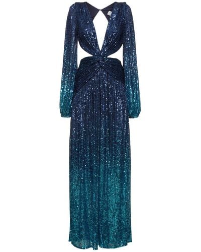 PATBO Sequined Cutout Maxi Dress - Blue