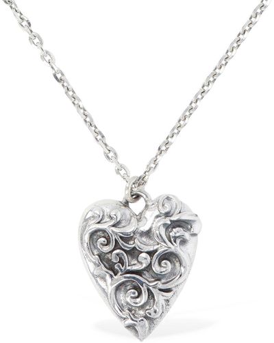 Emanuele Bicocchi Large Arabesque Heart Charm Necklace - White