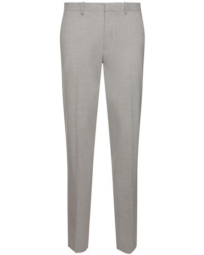 Theory Straight Wool Blend Formal Trousers - Grey