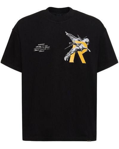 Represent Printed Logo Oversize Cotton T-shirt - Black