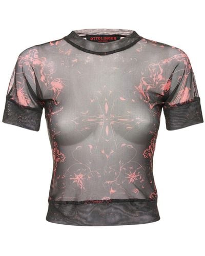 OTTOLINGER T-shirt in mesh stampata - Grigio