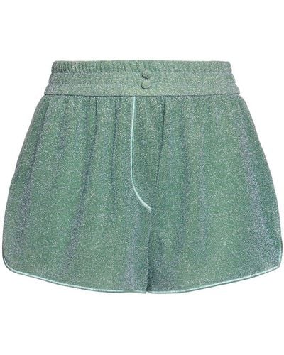Oséree Lumiere Lurex Shorts - Green