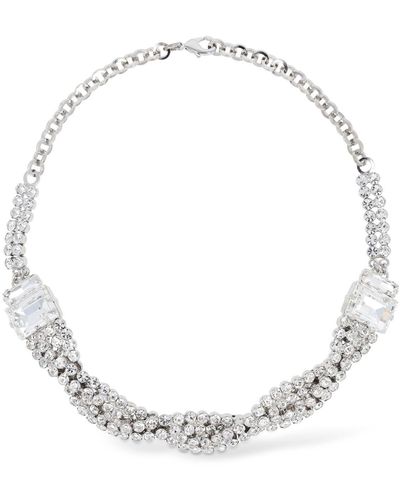 Alessandra Rich Crystal Braid Collar Necklace - White