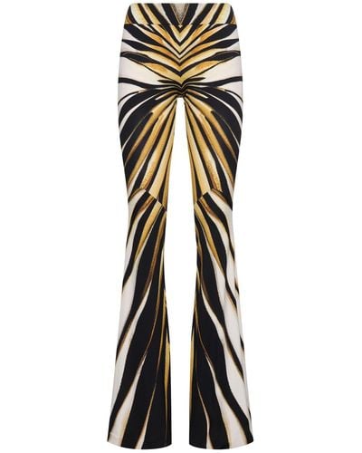 Roberto Cavalli Ray Of Gold Printed Lycra Flared Trousers - Black