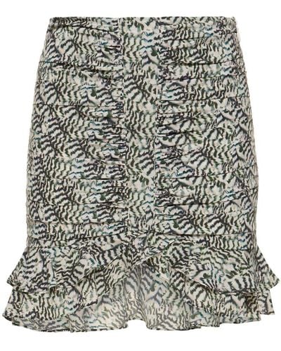 Isabel Marant Milendi Printed Stretch Silk Mini Skirt - Grey