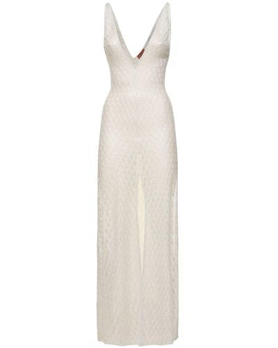 Missoni Sequined V-neck Long Dress - White