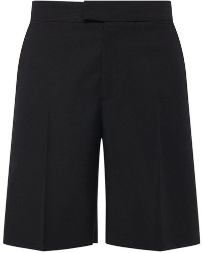 Alexander McQueen Shorts de algodón y mohair - Negro