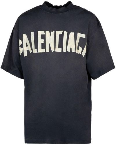 Balenciaga T-shirt in cotone effetto vintage - Blu