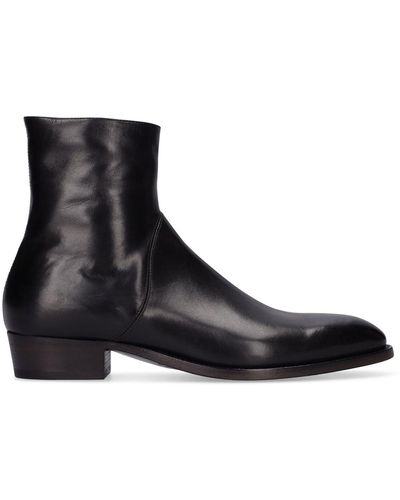 Alberto Fasciani Sleek Leather Ankle Boots W/ Zip - Black