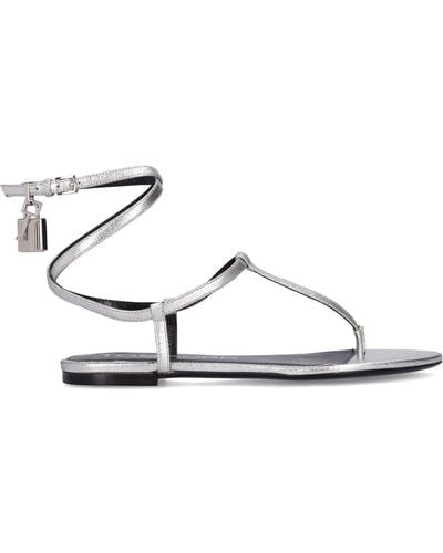 Tom Ford 10Mm Laminated Leather Thong Sandals - White