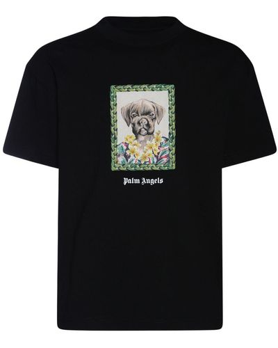 Palm Angels Bedrucktes T-shirt Aus Baumwolljersey - Schwarz