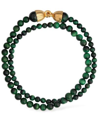 Timeless Pearly Malachite Double Wrap Collar Necklace - Green