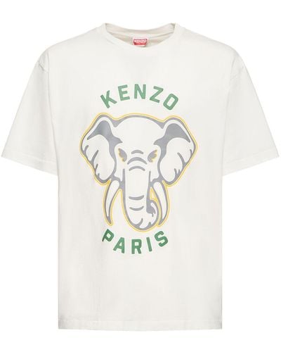 KENZO Elephant Oversized Cotton Jersey T-Shirt - White