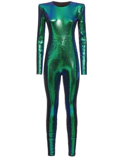 Alexandre Vauthier Sequined Long Sleeve Jumpsuit - Green