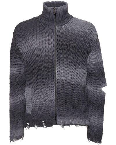A PAPER KID Unisex Striped Knitted Jacket - Gray