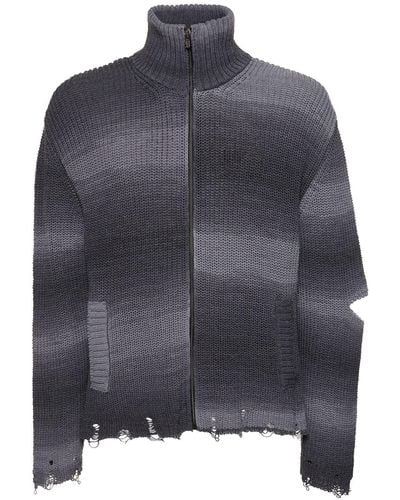 A PAPER KID Unisex Striped Knitted Jacket - Grey