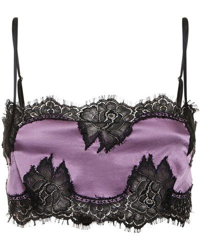 Fleur du Mal Silk & Lace Bandeau Top - Purple