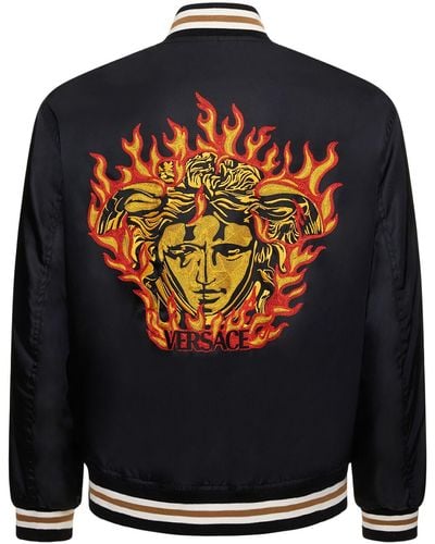 Versace Embroidered Bomber Jacket - Blue