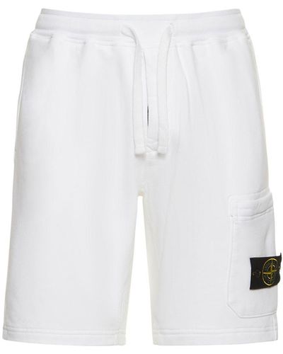 Stone Island Shorts in felpa di cotone - Bianco