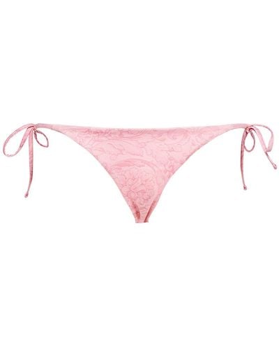 Versace Barocco Print Lycra Bikini Bottoms - Pink