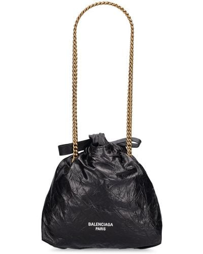 Balenciaga Xs Crush Leather Tote Bag - Black