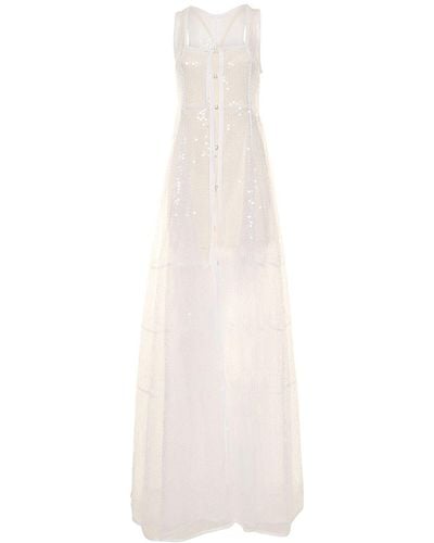 Jacquemus La Robe Dentelle Lace Long Dress - White