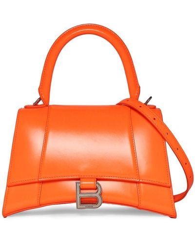 Balenciaga Small Hourglass Leather Shoulder Bag - Orange