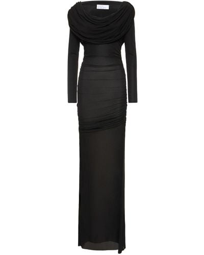 GIUSEPPE DI MORABITO Viscose Jersey Hooded Long Dress - Black
