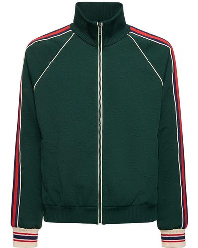 Gucci Sweatshirt Aus Technostoff Mit Zipper "iconic Gg" - Grün