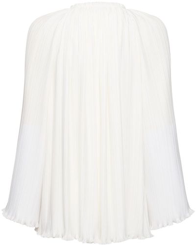 Lanvin Pleated Flared Long Sleeve Shirt - White