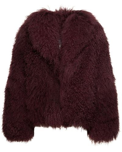 The Attico Mongolia Fur Short Coat - Purple