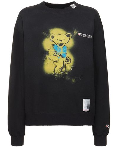 Maison Mihara Yasuhiro Bear Printed Cotton Sweatshirt - Black