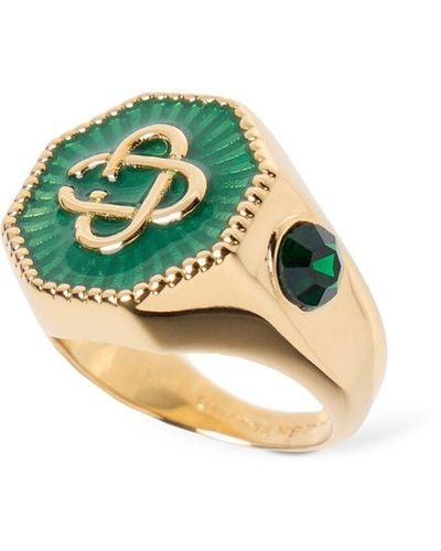 Casablanca Monogram Crystal Thick Ring - Green