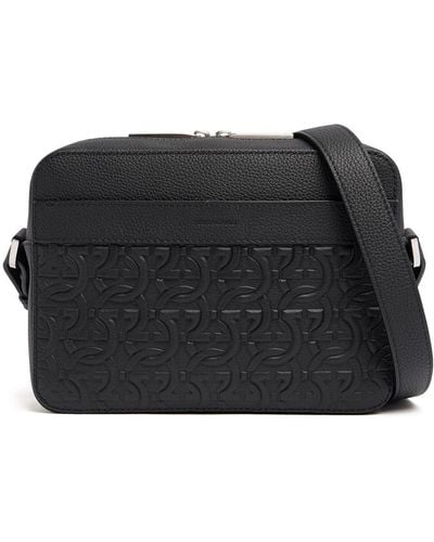 Ferragamo Logo Leather Shoulder Bag - Black