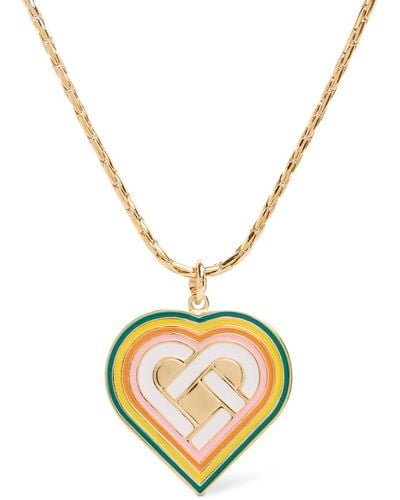 Casablancabrand Collier avec médaillon monogramme cœur - Métallisé